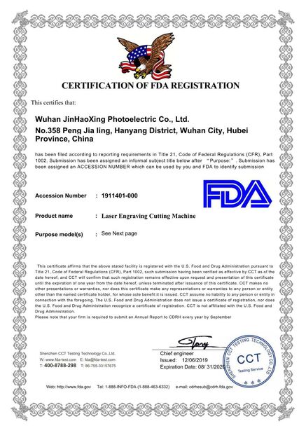 China Wuhan JinHaoXing Photoelectric Co.,Ltd certification